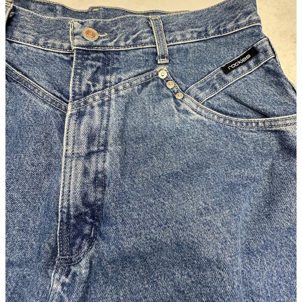 Vintage Rockies Jean Womens 15 16 High Rise Blue Denim Pant Bareback Distressed - Picture 2 of 12